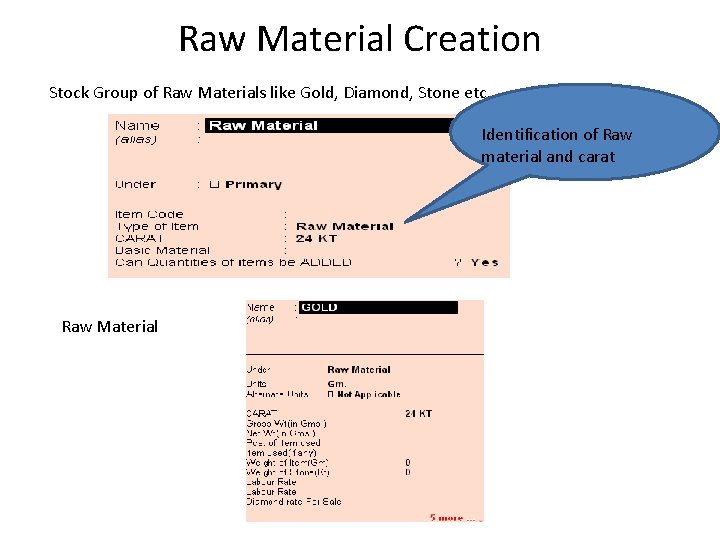 Raw Material Creation Stock Group of Raw Materials like Gold, Diamond, Stone etc. Identification
