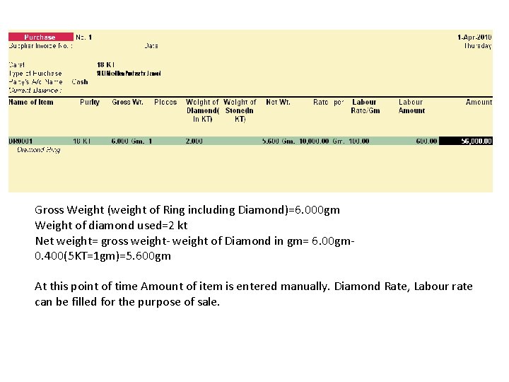 Gross Weight (weight of Ring including Diamond)=6. 000 gm Weight of diamond used=2 kt