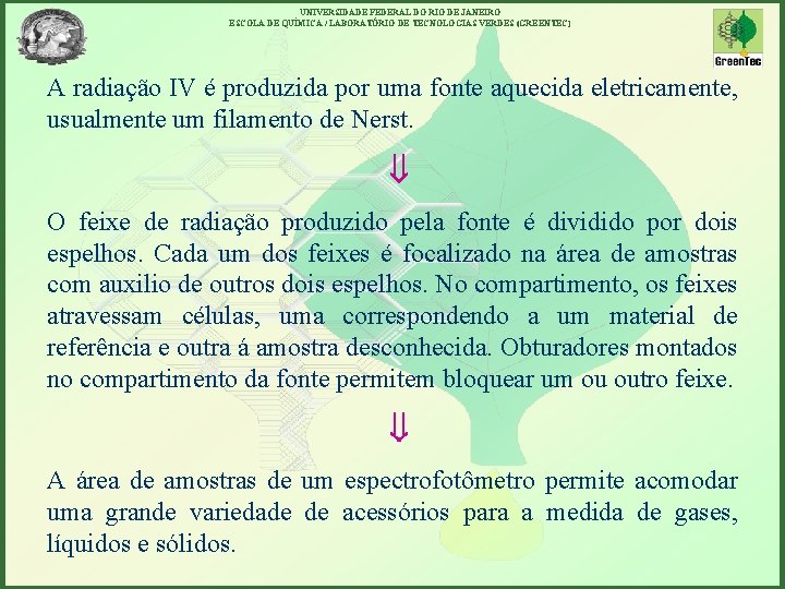 UNIVERSIDADE FEDERAL DO RIO DE JANEIRO ESCOLA DE QUÍMICA / LABORATÓRIO DE TECNOLOGIAS VERDES