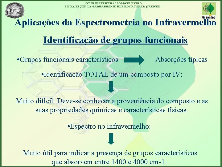 UNIVERSIDADE FEDERAL DO RIO DE JANEIRO ESCOLA DE QUÍMICA / LABORATÓRIO DE TECNOLOGIAS VERDES