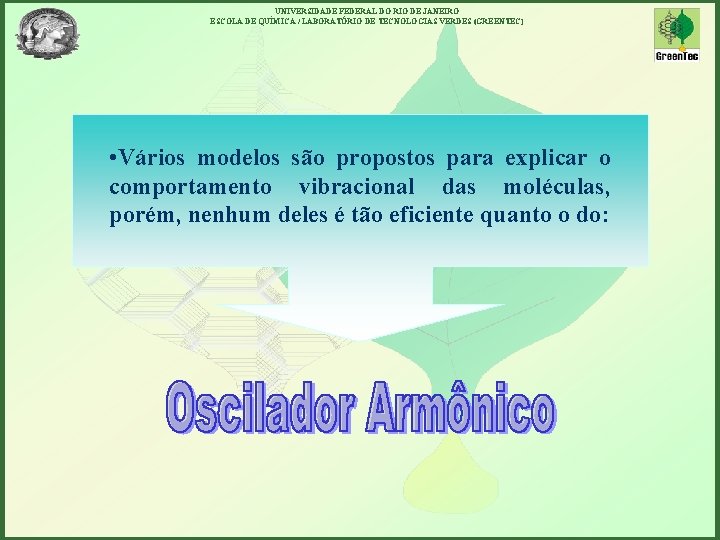 UNIVERSIDADE FEDERAL DO RIO DE JANEIRO ESCOLA DE QUÍMICA / LABORATÓRIO DE TECNOLOGIAS VERDES