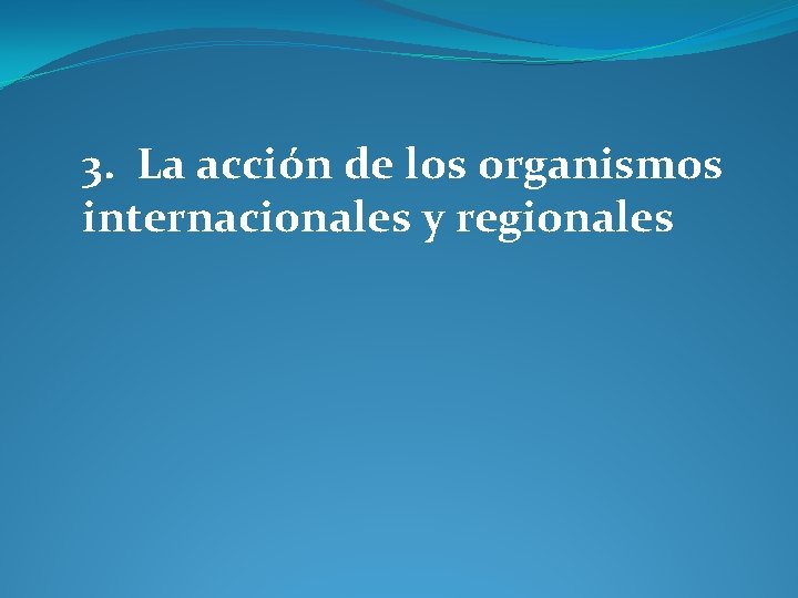 3. La acción de los organismos internacionales y regionales 