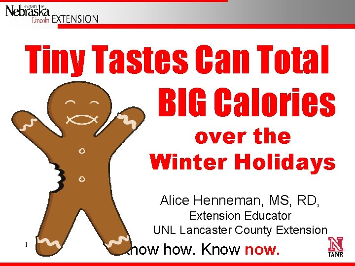 Tiny Tastes Can Total BIG Calories over the Winter Holidays Alice Henneman, MS, RD,