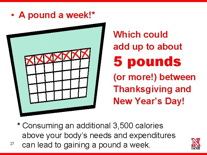  • A pound a week!* Which could add up to about 5 pounds