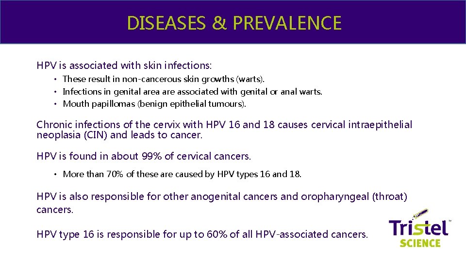 & ME DISEASES & PREVALENCE HPV is associated with skin infections: • These result
