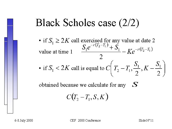 Black Scholes case (2/2) • if call exercised for any value at date 2 Black Scholes case (2/2) • if call exercised for any value at date 2