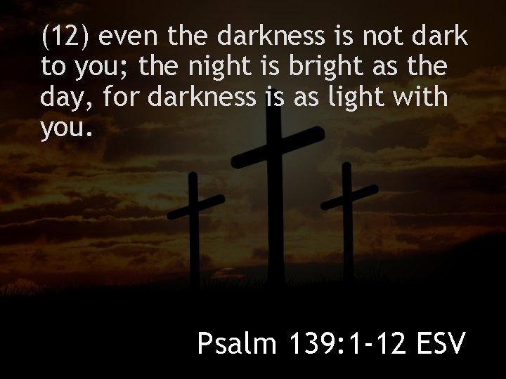 (12) even the darkness is not dark to you; the night is bright as