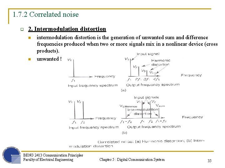 1. 7. 2 Correlated noise q 2. Intermodulation distortion n n intermodulation distortion is