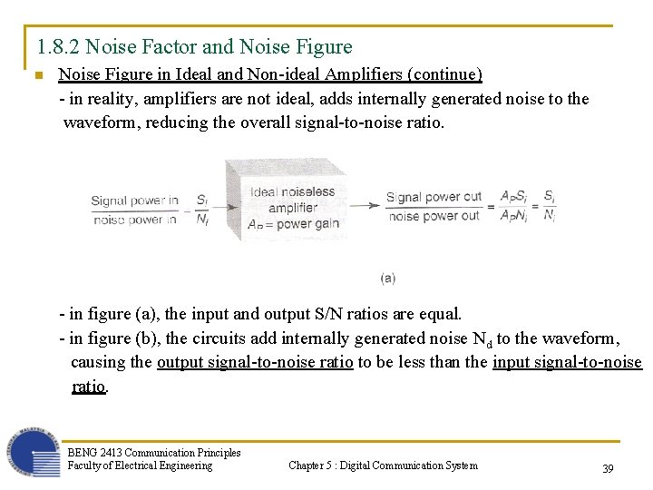 1. 8. 2 Noise Factor and Noise Figure n Noise Figure in Ideal and