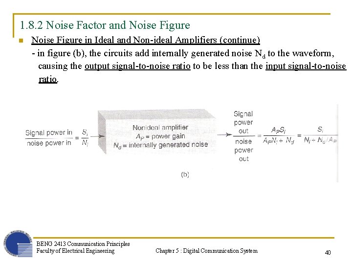 1. 8. 2 Noise Factor and Noise Figure n Noise Figure in Ideal and