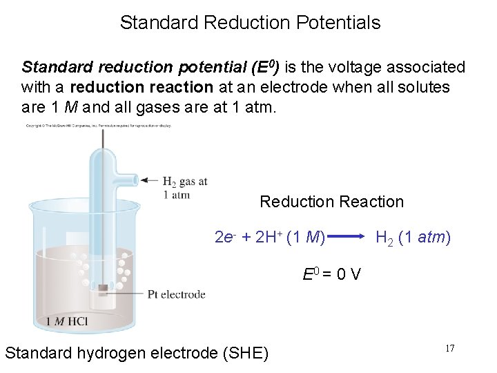 Standard Reduction Potentials Standard reduction potential (E 0) is the voltage associated with a