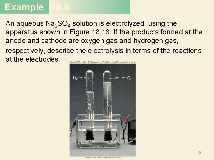Example 18. 8 An aqueous Na 2 SO 4 solution is electrolyzed, using the