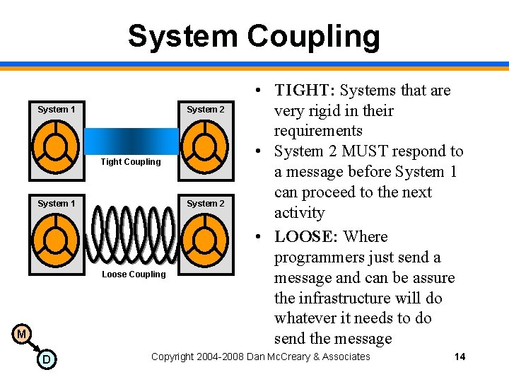System Coupling System 1 System 2 Tight Coupling System 1 System 2 Loose Coupling