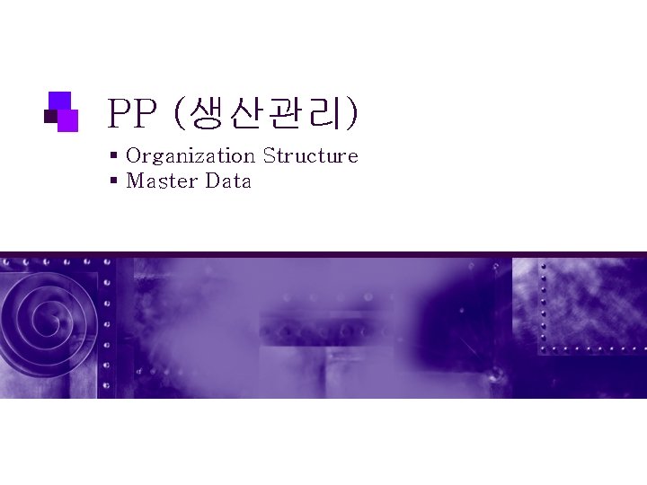 PP (생산관리) § Organization Structure § Master Data 