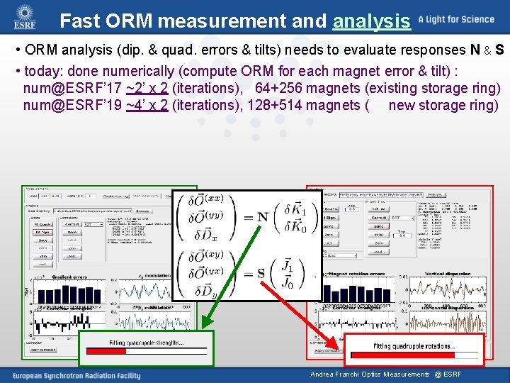 Fast ORM measurement and analysis • ORM analysis (dip. & quad. errors & tilts)