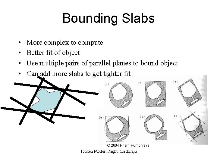 Bounding Slabs • • More complex to compute Better fit of object Use multiple