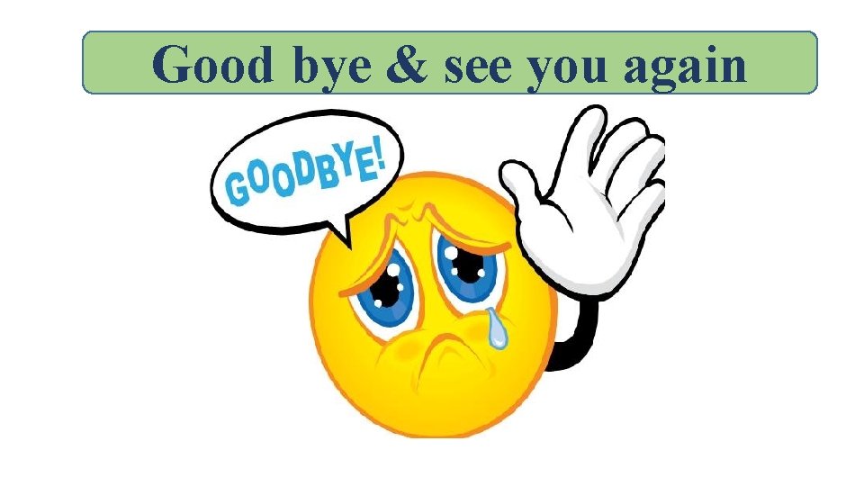 Good bye & see you again 