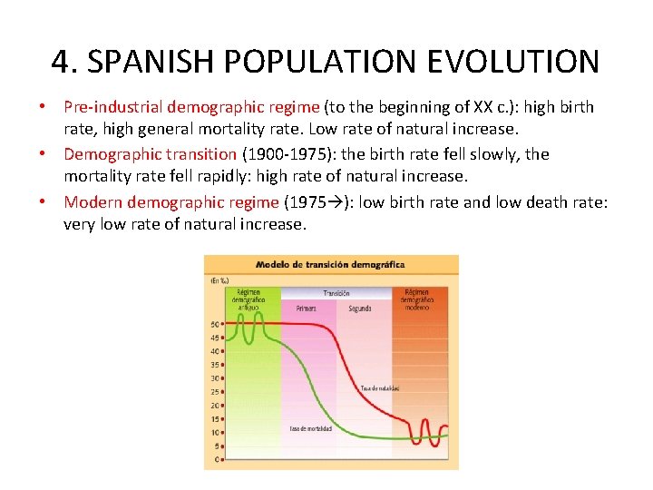 4. SPANISH POPULATION EVOLUTION • Pre-industrial demographic regime (to the beginning of XX c.