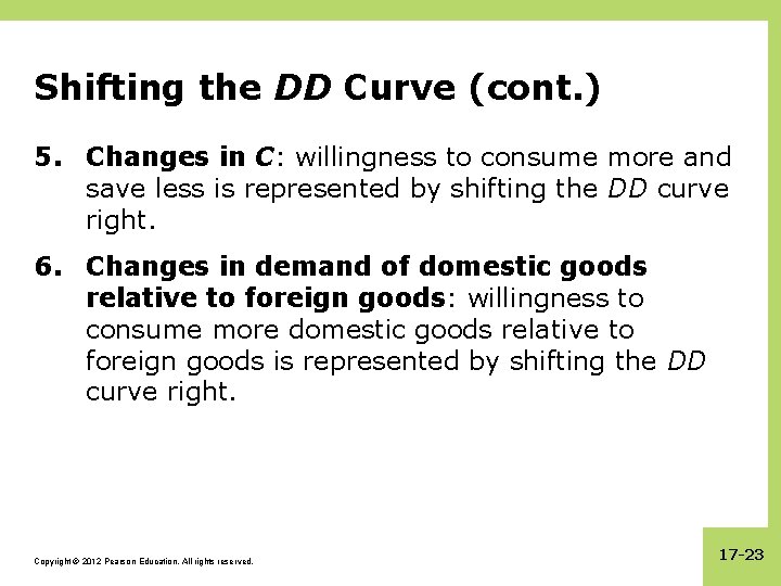 Shifting the DD Curve (cont. ) 5. Changes in C: willingness to consume more