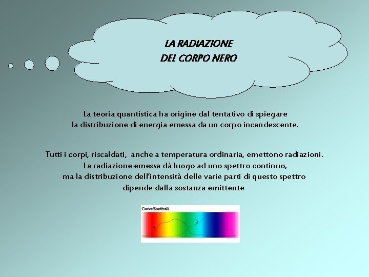 LA RADIAZIONE DEL CORPO NERO La teoria quantistica ha origine dal tentativo di spiegare