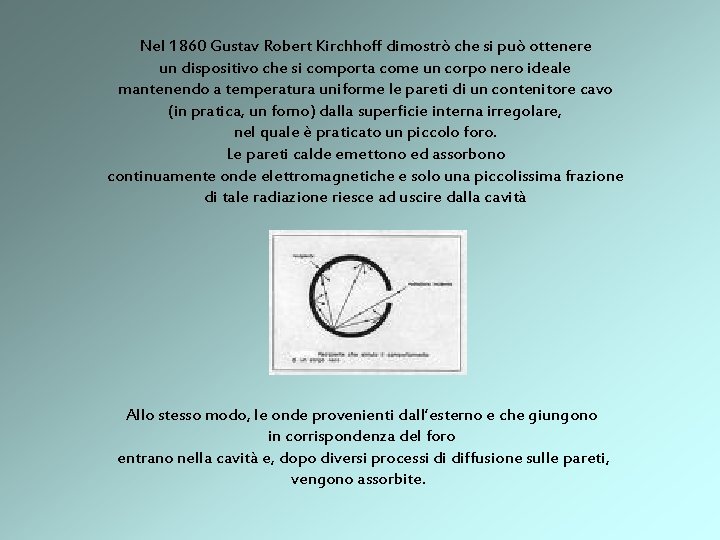 Nel 1860 Gustav Robert Kirchhoff dimostrò che si può ottenere un dispositivo che si