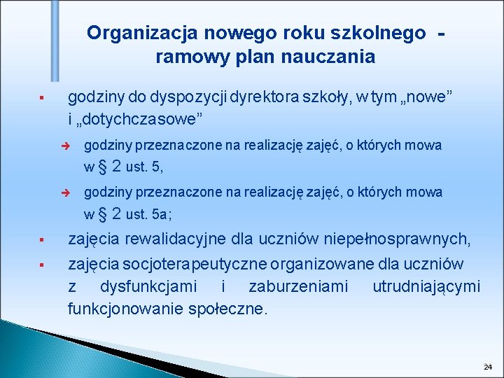 Organizacja nowego roku szkolnego ramowy plan nauczania § godziny do dyspozycji dyrektora szkoły, w