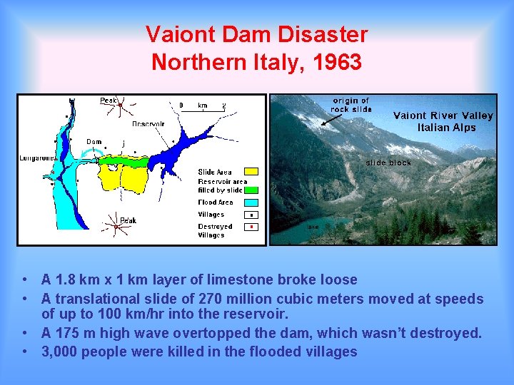 Vaiont Dam Disaster Northern Italy, 1963 • A 1. 8 km x 1 km