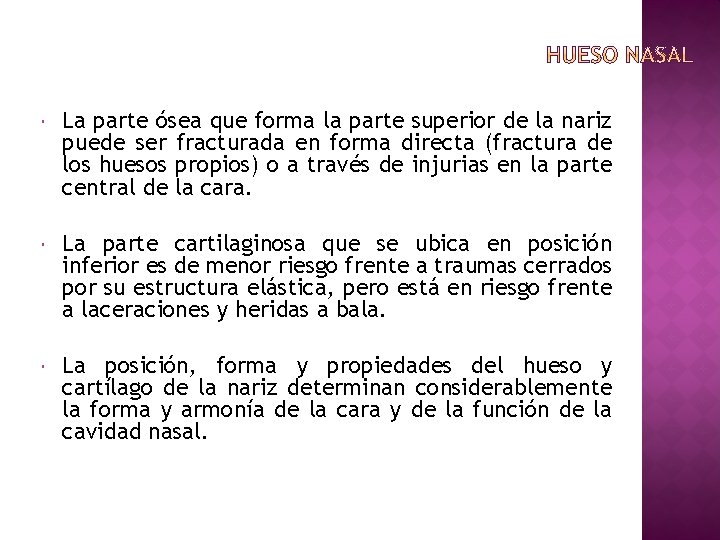  La parte ósea que forma la parte superior de la nariz puede ser