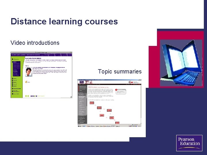 Distance learning courses Video introductions Topic summaries 