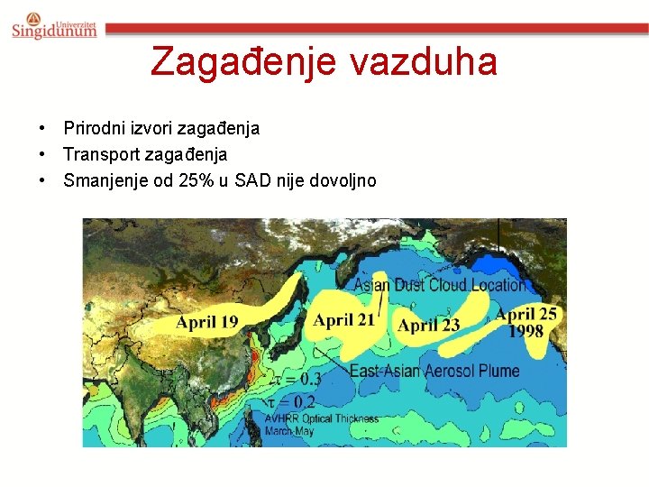 Zagađenje vazduha • Prirodni izvori zagađenja • Transport zagađenja • Smanjenje od 25% u