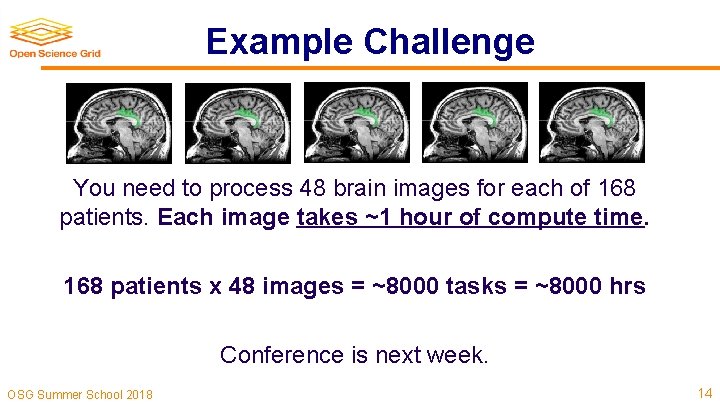 Example Challenge You need to process 48 brain images for each of 168 patients.