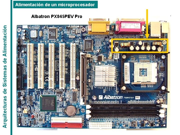 Alimentación de un microprocesador Arquitecturas de Sistemas de Alimentación Albatron PX 845 PEV Pro