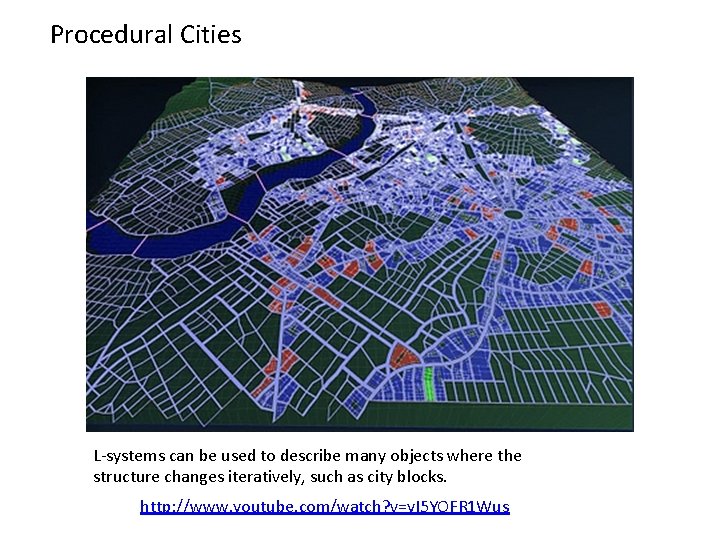 Procedural Cities L-systems can be used to describe many objects where the structure changes