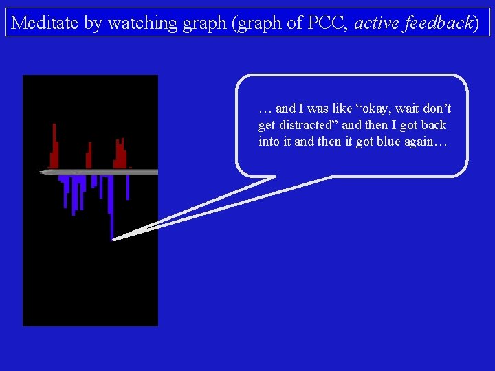 Meditate by watching graph (graph of PCC, active feedback) … and I was like