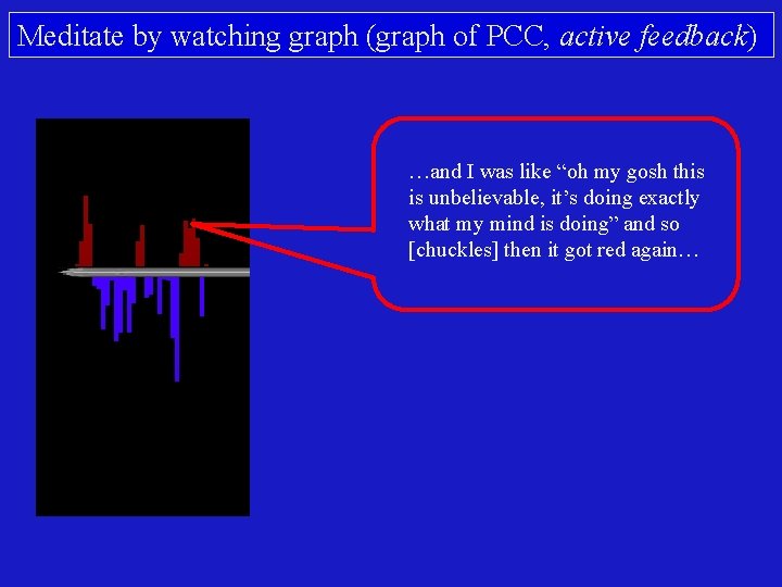 Meditate by watching graph (graph of PCC, active feedback) …and I was like “oh