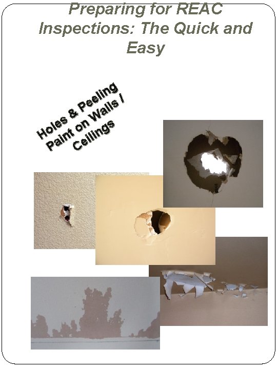 Preparing for REAC Inspections: The Quick and Easy g n i l / e Preparing for REAC Inspections: The Quick and Easy g n i l / e
