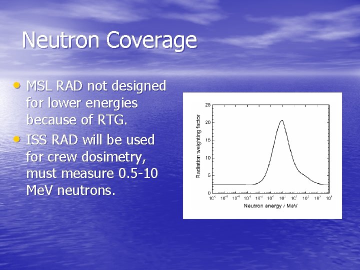 Neutron Coverage • MSL RAD not designed • for lower energies because of RTG.