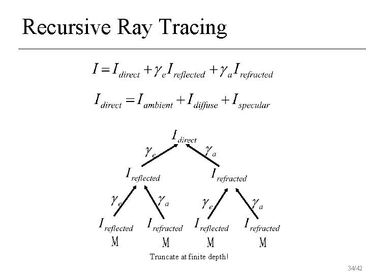 Recursive Ray Tracing Truncate at finite depth! 34/42 