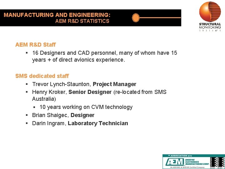 MANUFACTURING AND ENGINEERING: AEM R&D STATISTICS AEM R&D Staff § 16 Designers and CAD