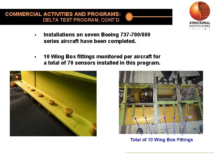 COMMERCIAL ACTIVITIES AND PROGRAMS: DELTA TEST PROGRAM, CONT’D § Installations on seven Boeing 737