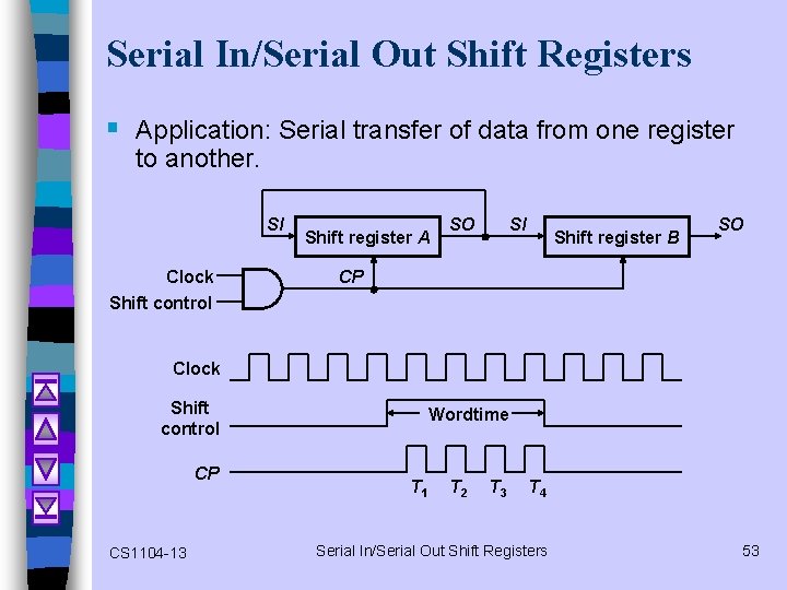 Serial In/Serial Out Shift Registers § Application: Serial transfer of data from one register