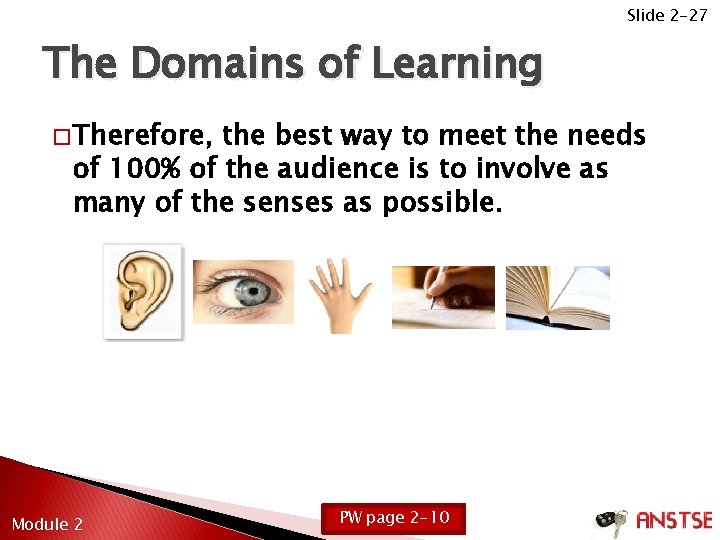 Slide 2 -27 The Domains of Learning � Therefore, the best way to meet