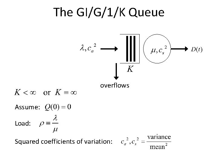 The GI/G/1/K Queue overflows Assume: Load: Squared coefficients of variation: 