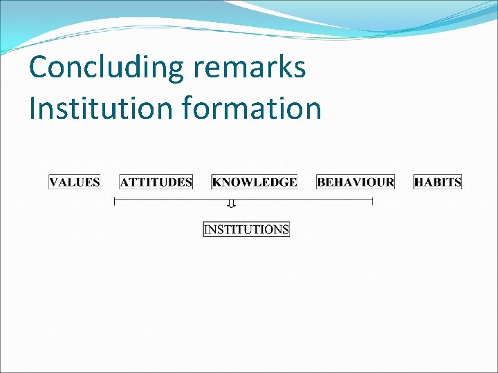Concluding remarks Institution formation 