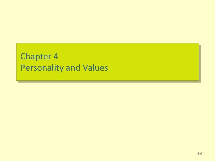 Chapter 4 Personality and Values 4 -0 