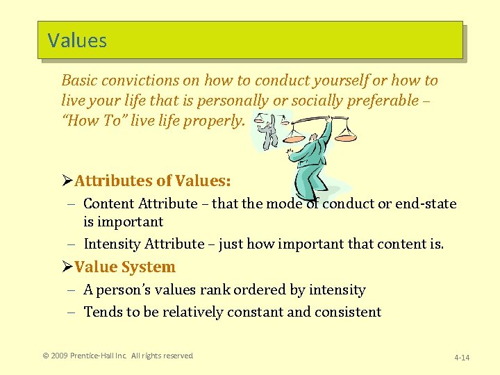 Values Basic convictions on how to conduct yourself or how to live your life