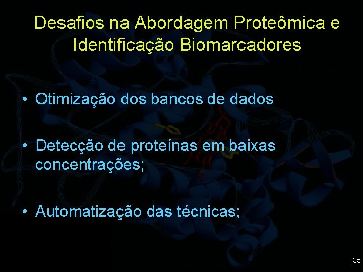 Desafios na Abordagem Proteômica e Identificação Biomarcadores • Otimização dos bancos de dados •