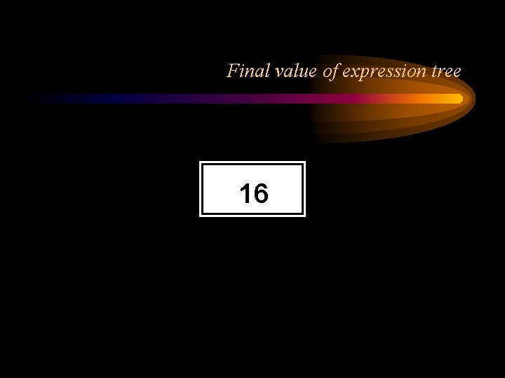 Final value of expression tree 16 