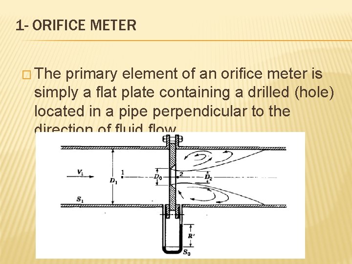 1 - ORIFICE METER � The primary element of an orifice meter is simply
