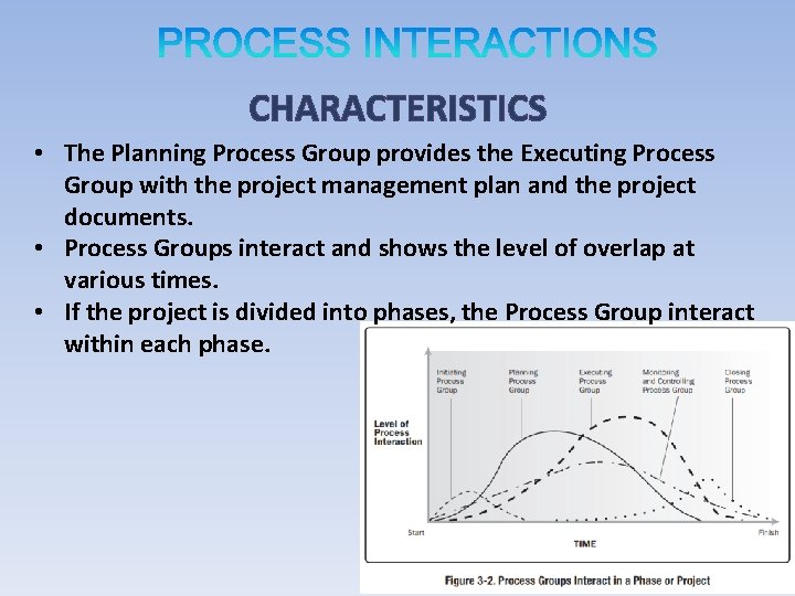 CHARACTERISTICS • The Planning Process Group provides the Executing Process Group with the project